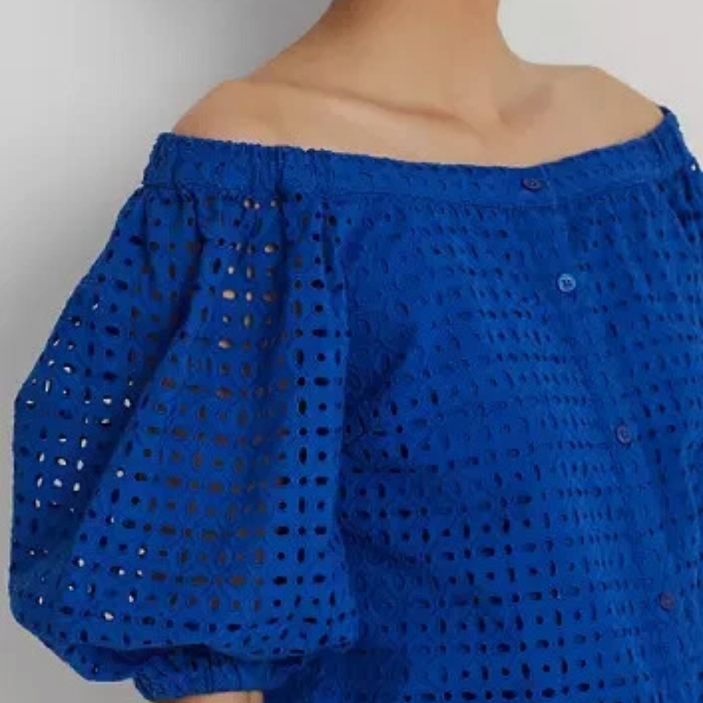 Ralph Lauren Black Label Blue Off-Shoulder Blouse